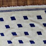 Traditional blue and white blessed Ouraine rug, size 100 x 200 cm