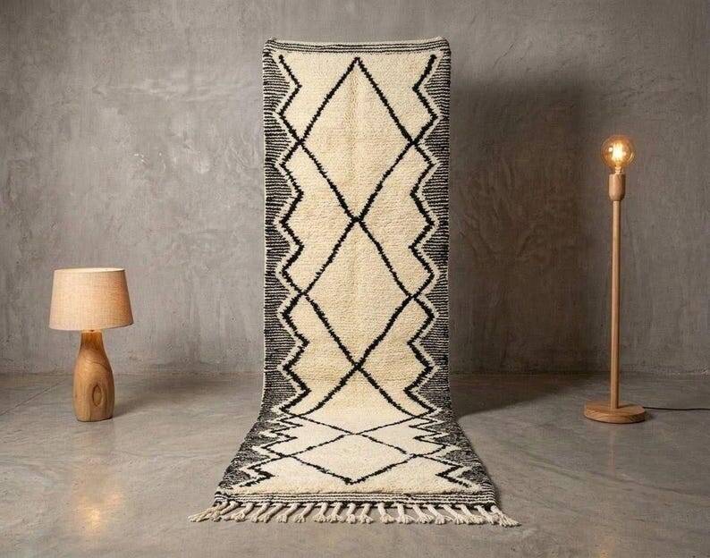 Handmade pure wool traditional hallway rug size 75/300 cm