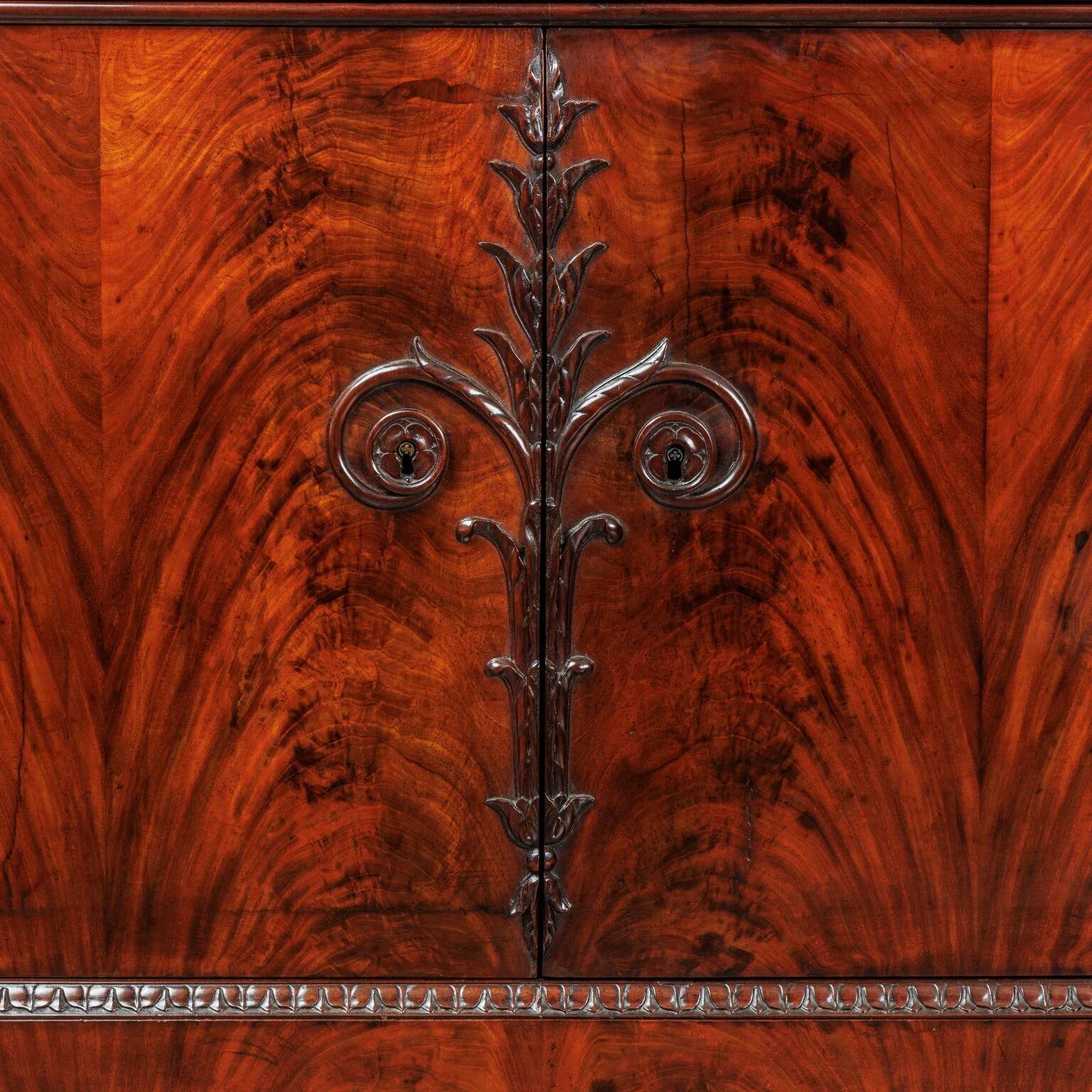 Restored antique buffets in chestnut, mahogany, and marble, 19th century.