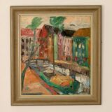 Original Mid-Century Oil on Panel" Holland" by Louis Zelig- Vintage and Framed