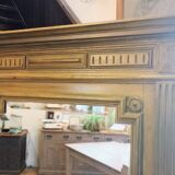 Antique bevelled mirror Farrow and Ball "Green Bancha"