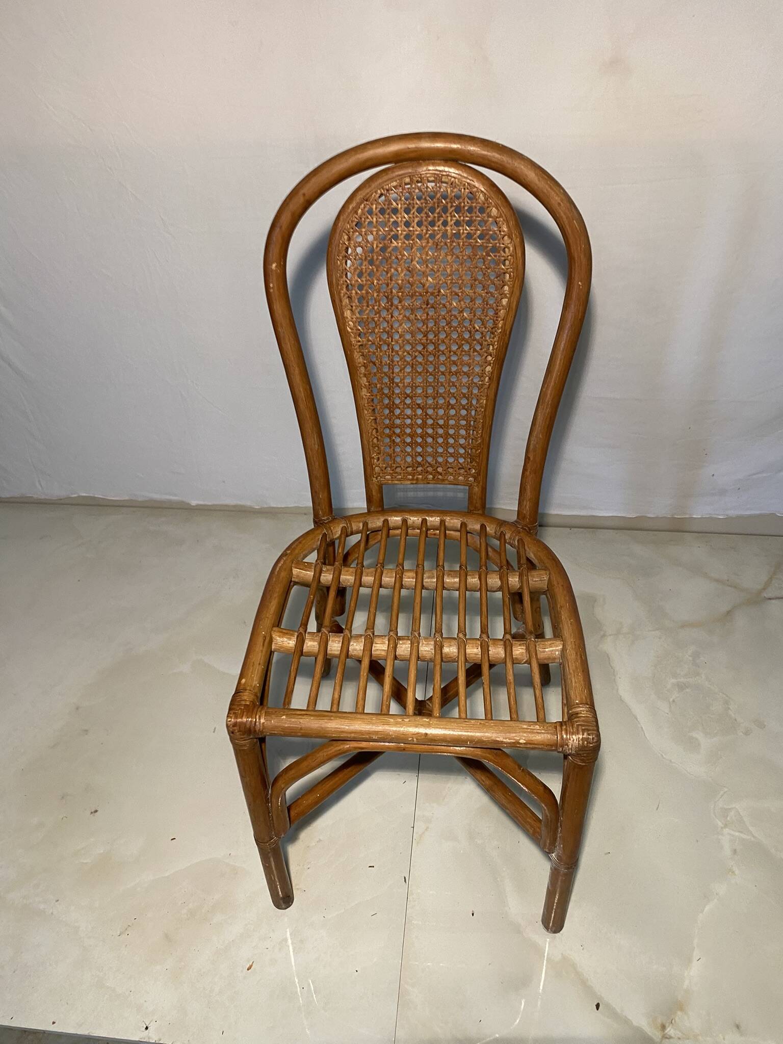 Vintage rattan chair with cane back - Bohemian style