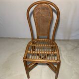 Vintage rattan chair with cane backrest - Bohemian style