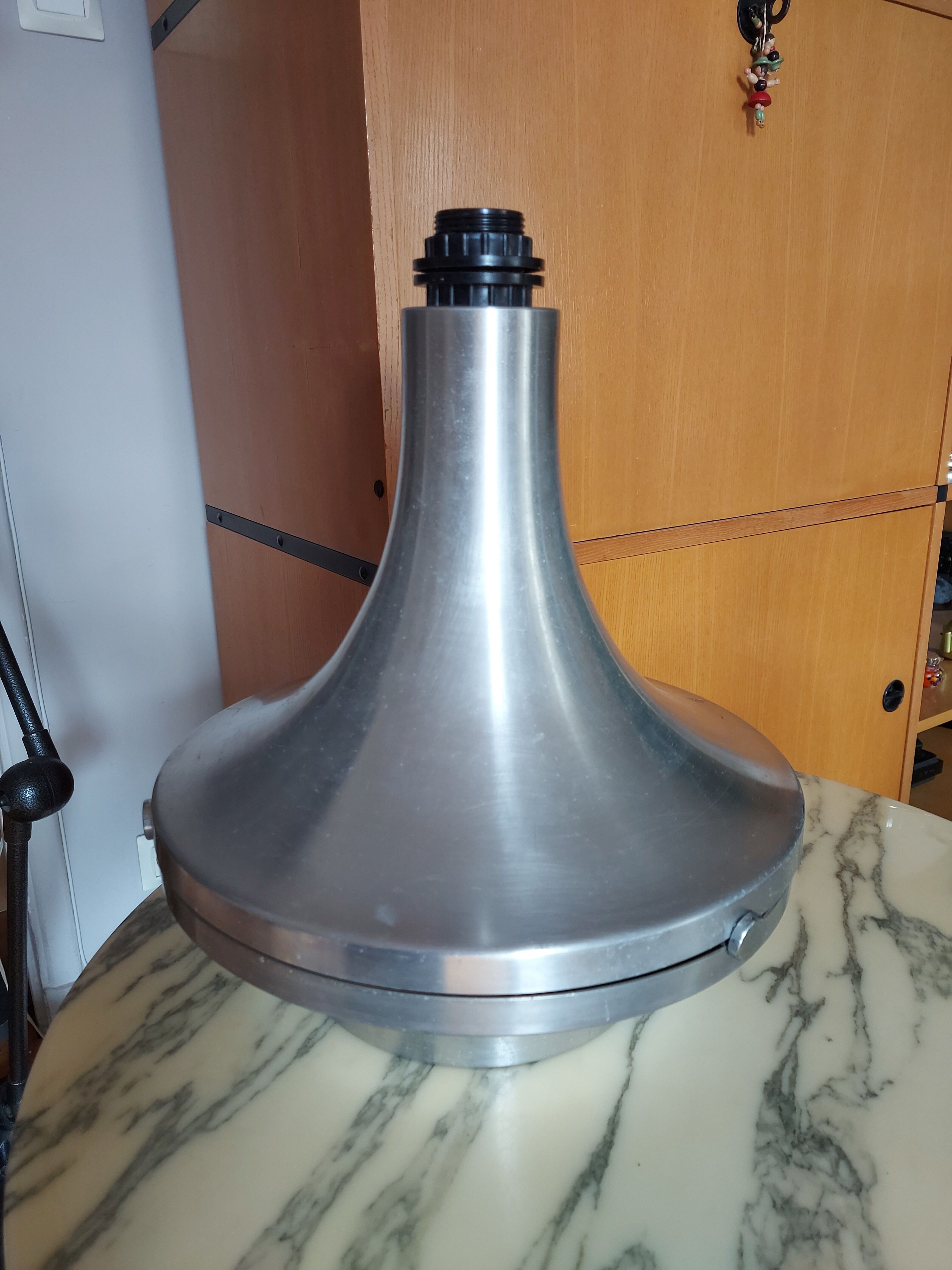 Large foot of vintage lamp brushed aluminum (double lighting)