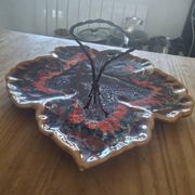 Vintage Vallauris ceramic plate - vine leaf