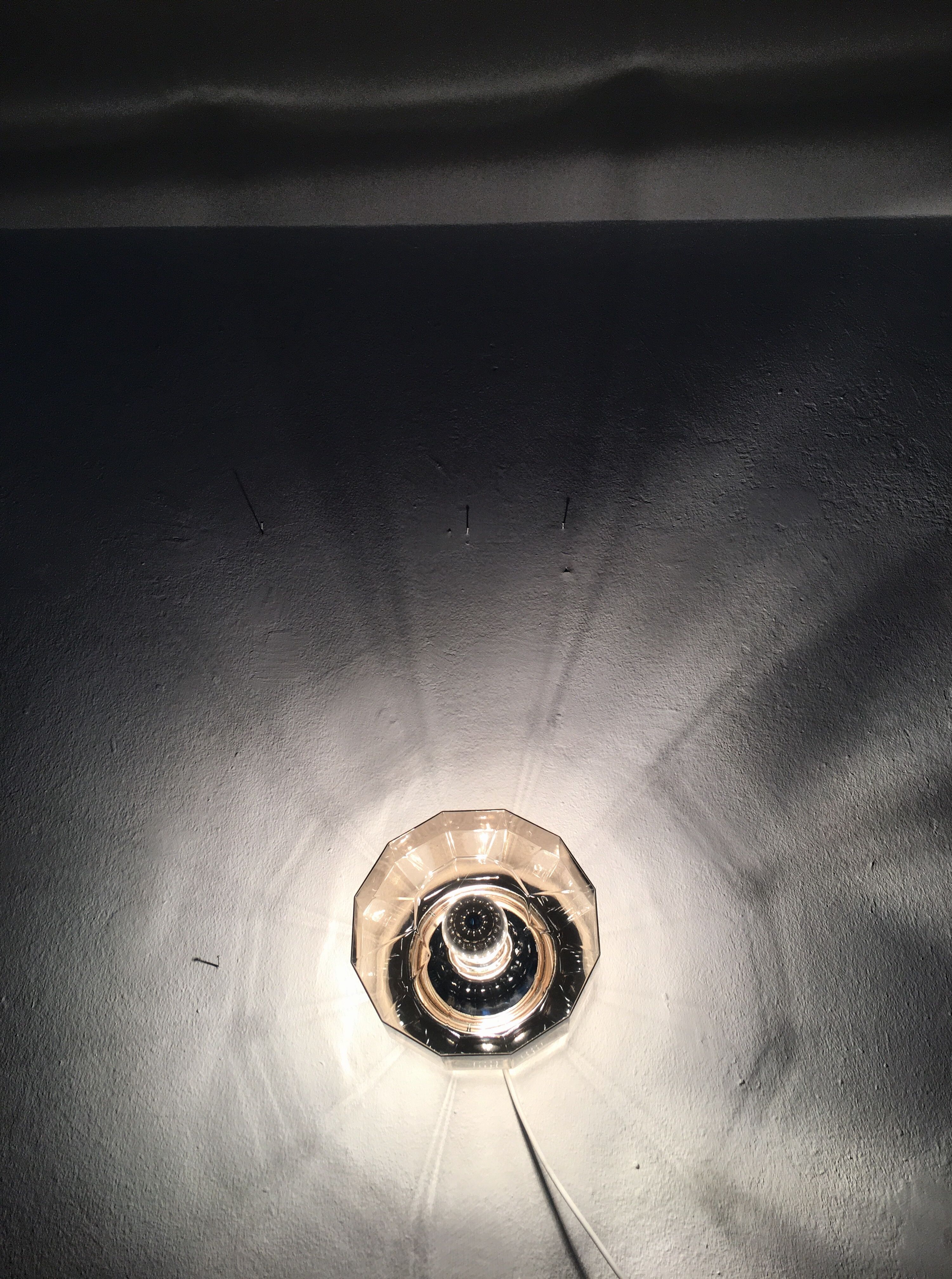 Smoked glass wall lamp or flush light by Hillebrand