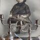 Pair of old silver metal candlesticks