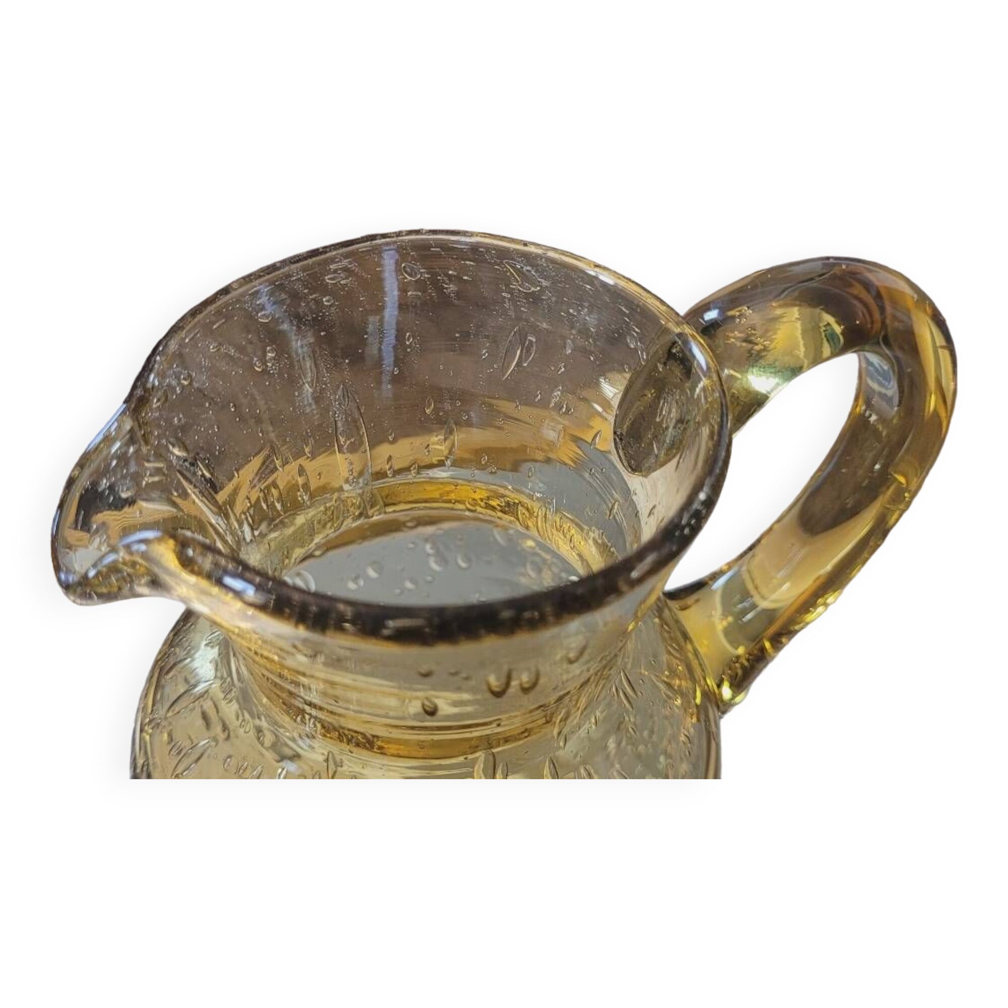 Pichet en verre bullé soufflé