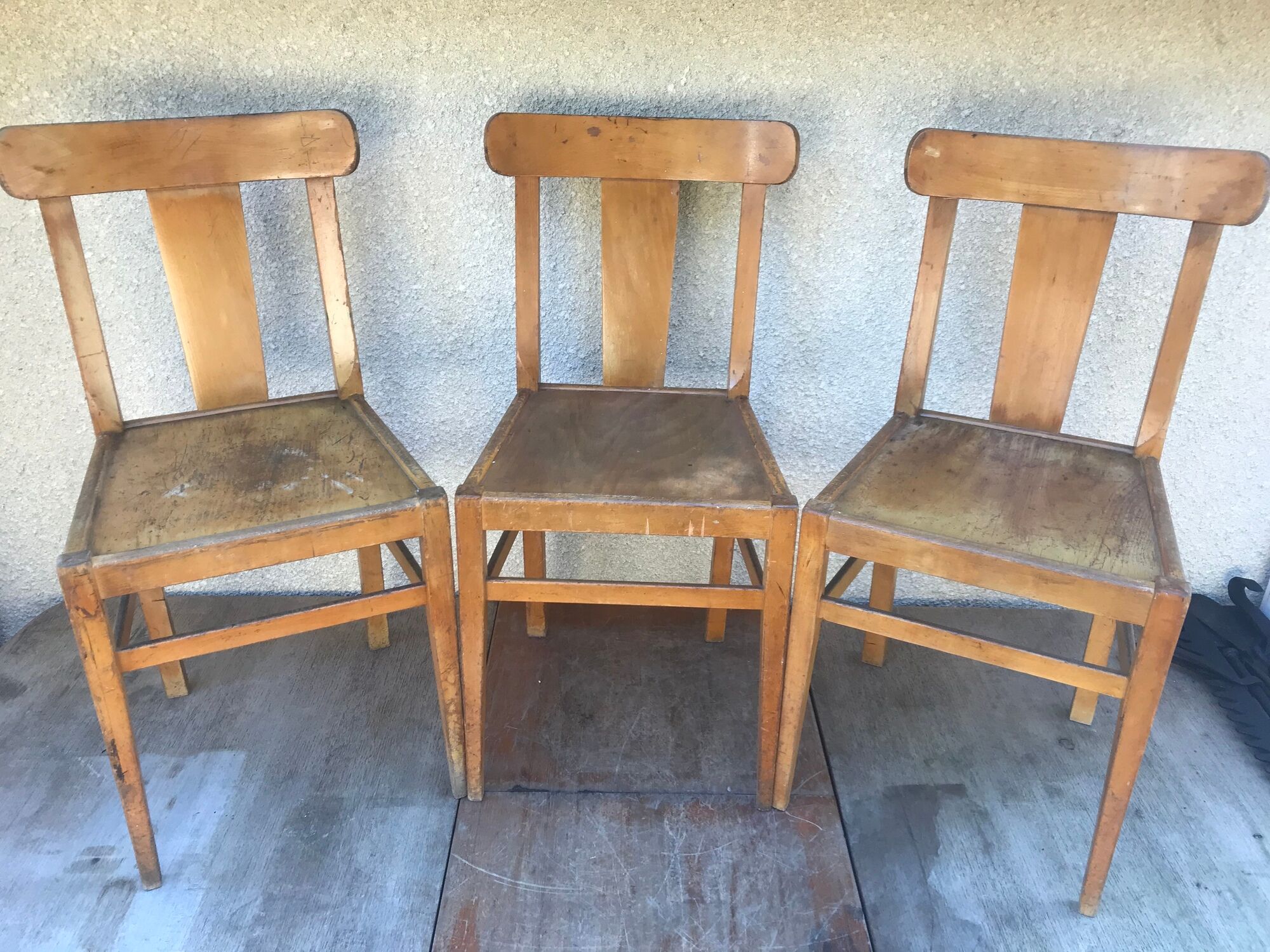 Series of 3 chairs old bistrot 60s vintage