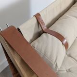 Fauteuil danois avec sangles en toile et cuir, XXe siècle