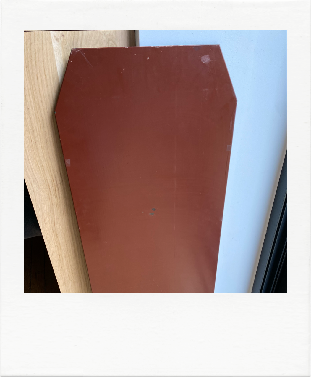 Frameless vintage mirror, bevelled 36x99cm