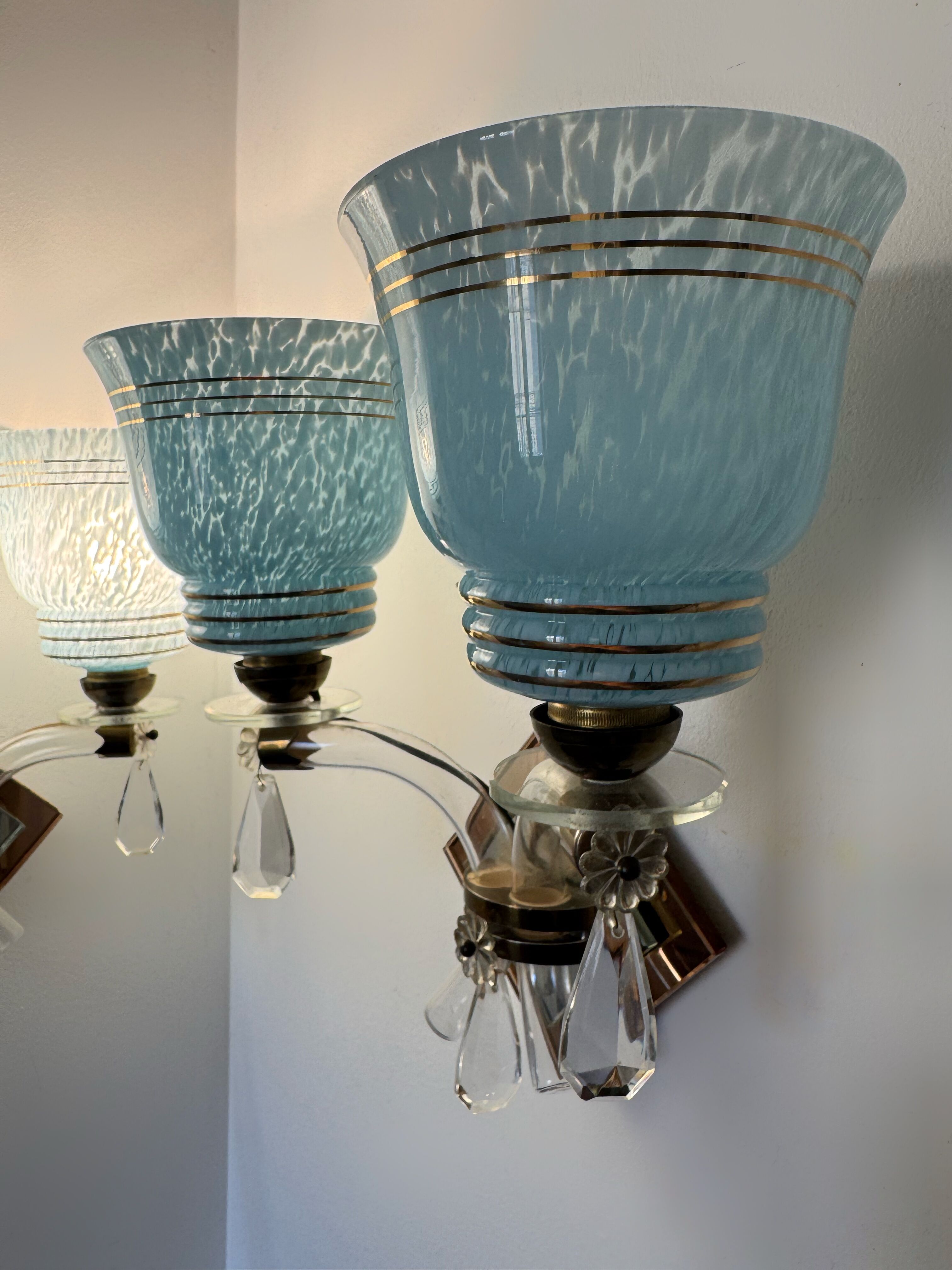 Art Deco mirror glass wall lights