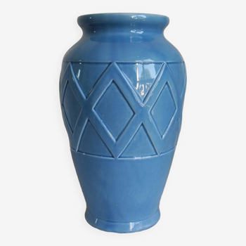 Grand vase céramique bleu