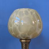 Antique art deco glass lamp with bronze base