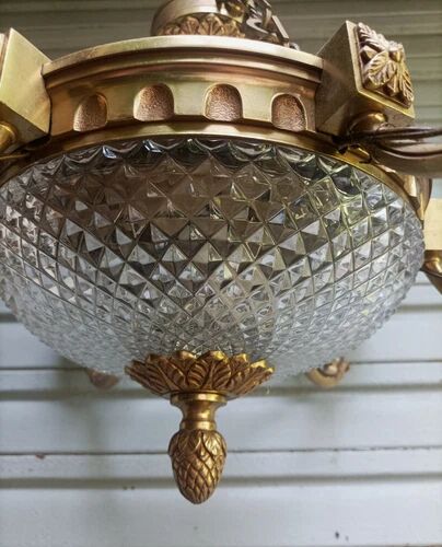 Exceptional bronze chandelier with 6 lights in Louis XIII style, in working condition - 7.5 kg