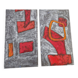 SET OF 2 VINTAGE PANELS FORMING A MURAL 1960 CLOUTIER BROTHERS ROBERT & JEAN 60S