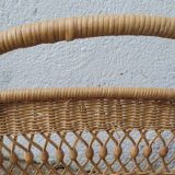 60s rattan magazine rack