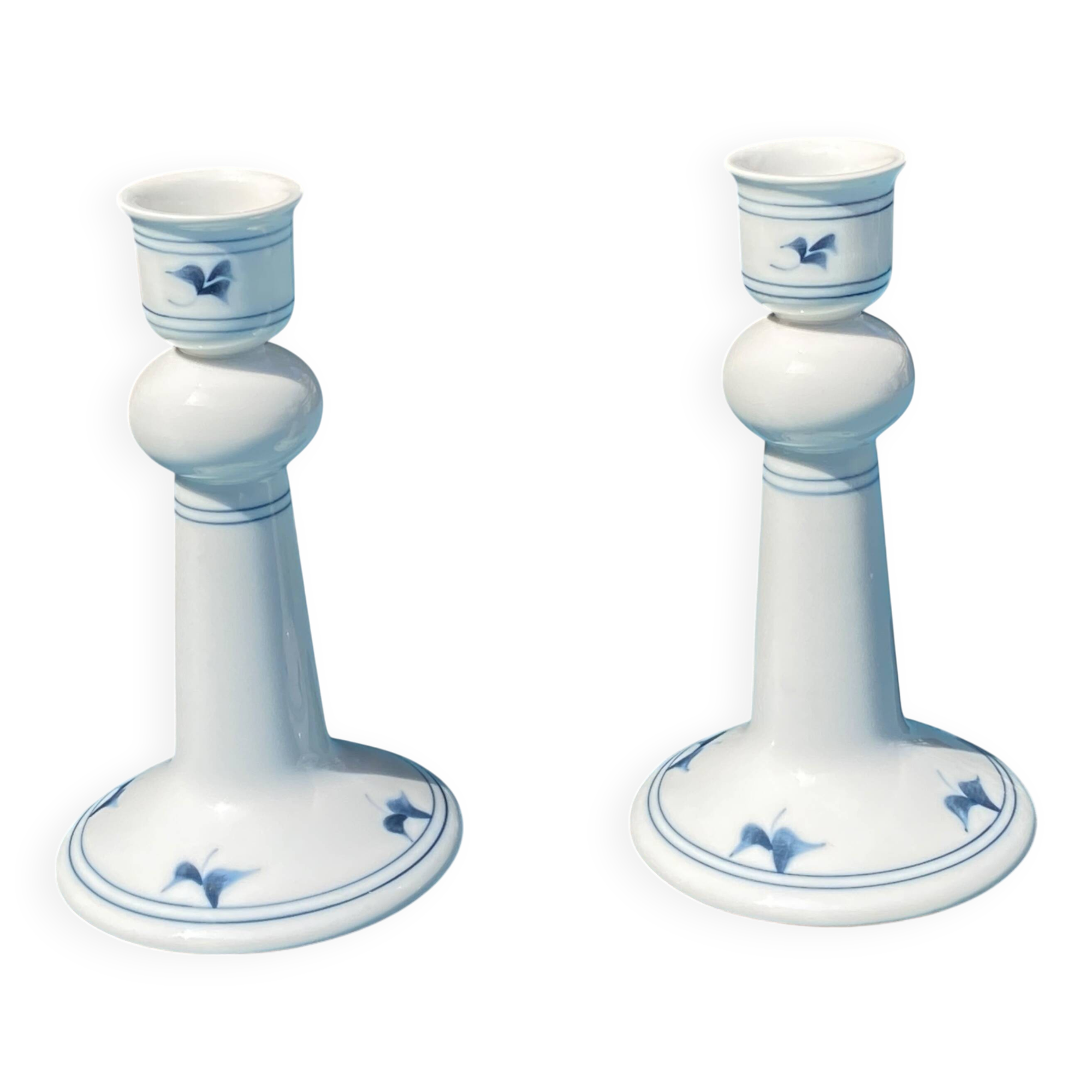 Pair of Vintage Porcelain Candlesticks - Royal Copenhagen Denmark