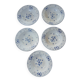 5 assiettes creuses anciennes Moustiers