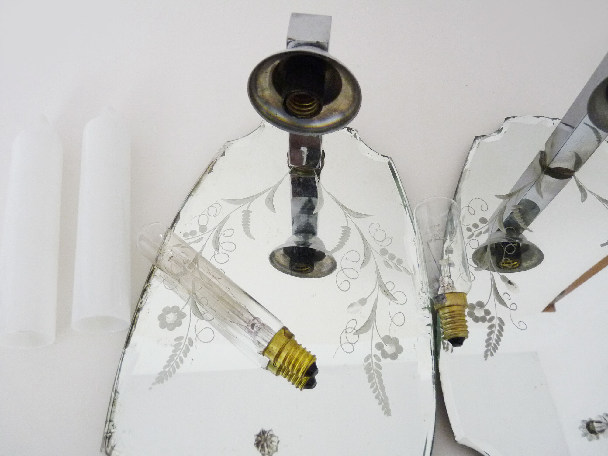 Pair of antique Venetian mirrored wall sconces