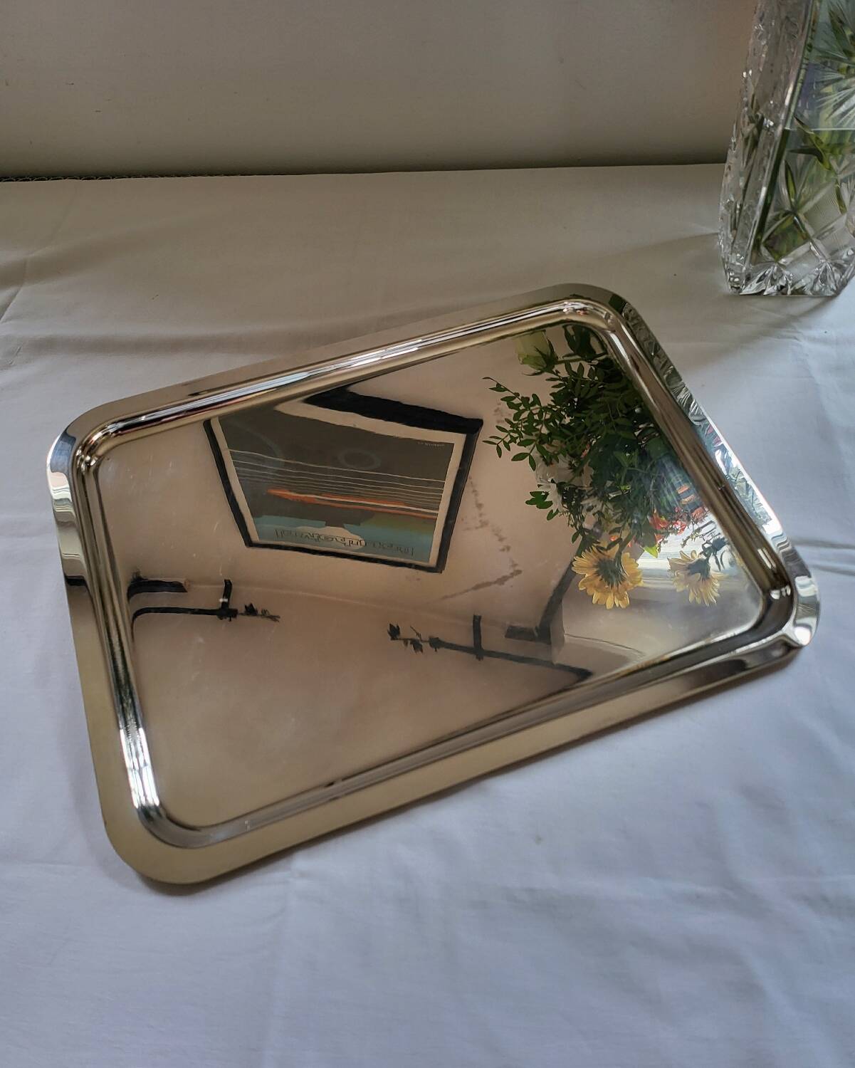 Large Silver Metal Serving Tray