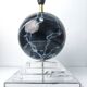 Architectural Stepped Lucite Lamp with Faux Marble Glass Sphere 1970s