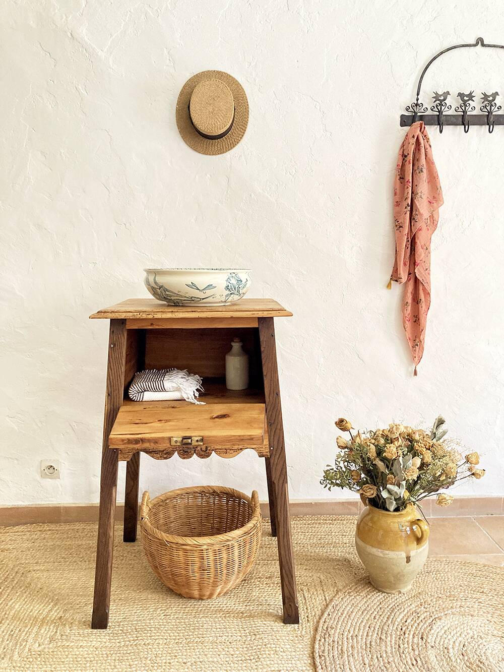Old wooden hinged cabinet