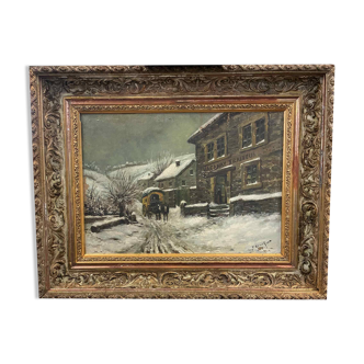 Painting of a snowy landscape