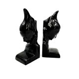 Angelo Minghetti, Art Déco black enamel Bookends, circa 1920, Signed