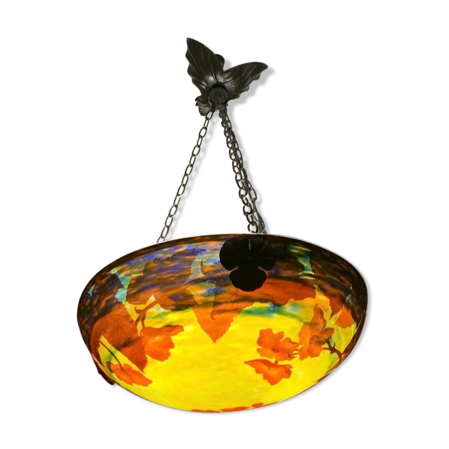 Chandelier glass paste decorated with poppies