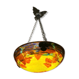Lustre pâte de verre à décor de coquelicots