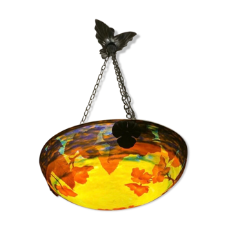 Chandelier glass paste decorated with poppies