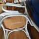 Chair / armchair cannage and wood painted shaby vintage