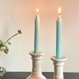 Pair of white ceramic candle holders