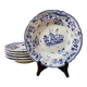 Ensemble de 6 assiettes creuses décor bleu Moustiers