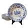 Ensemble de 6 assiettes creuses décor bleu Moustiers