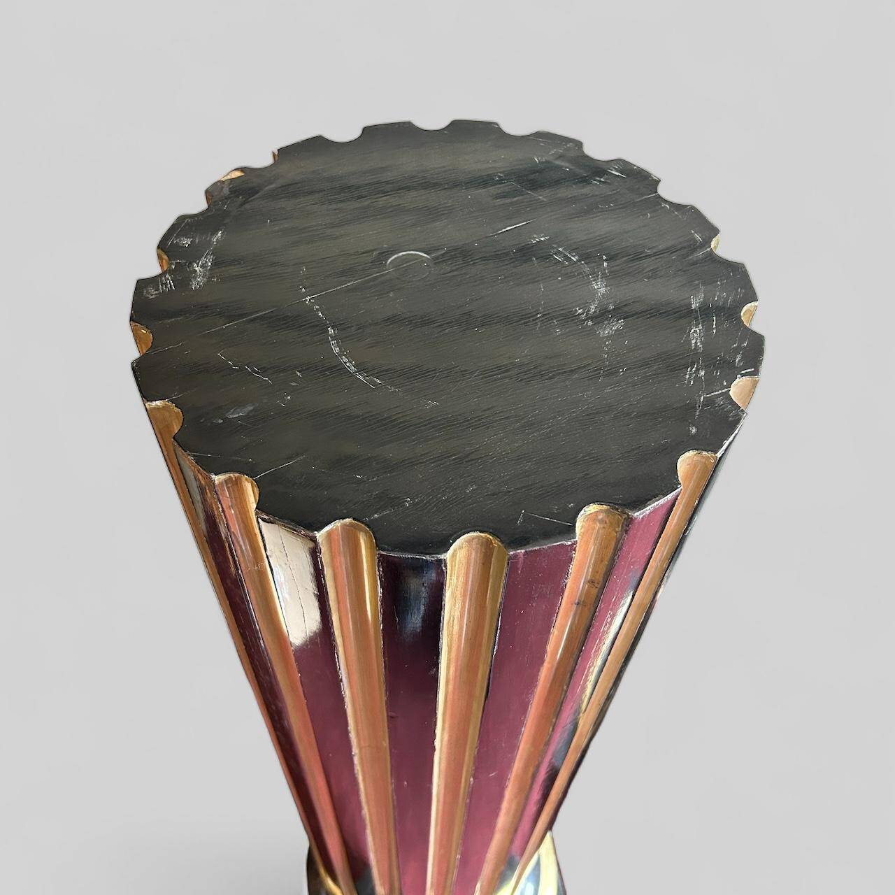 Rare Pair Of Sheaths - Truncated Columns From Napoleon III Period Lacquered Wood And Brass H 144 Cm