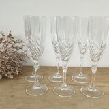 Chiseled crystal champagne flutes