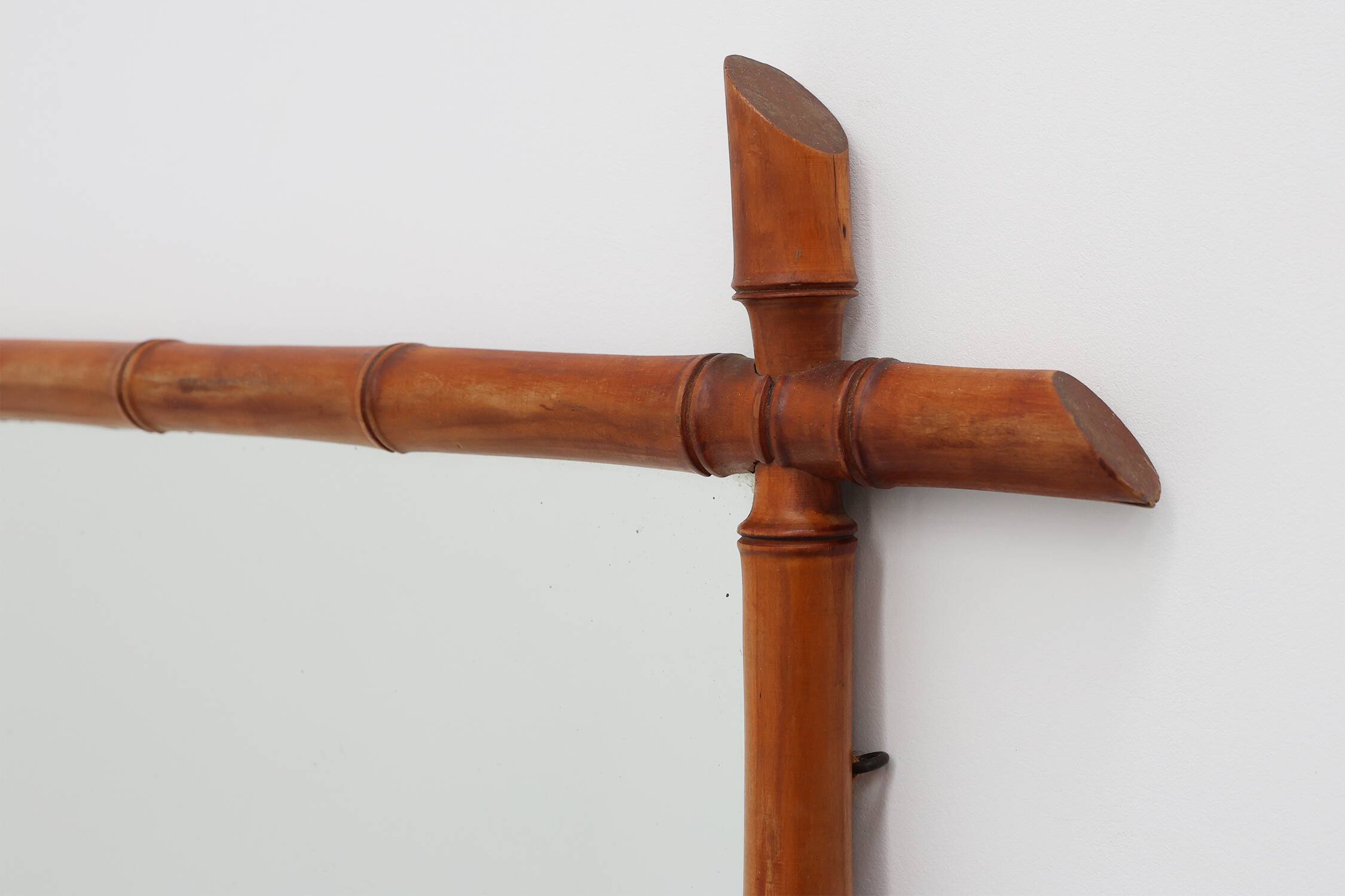 20th century rectangular faux bamboo wall mirror, France ca. 1960