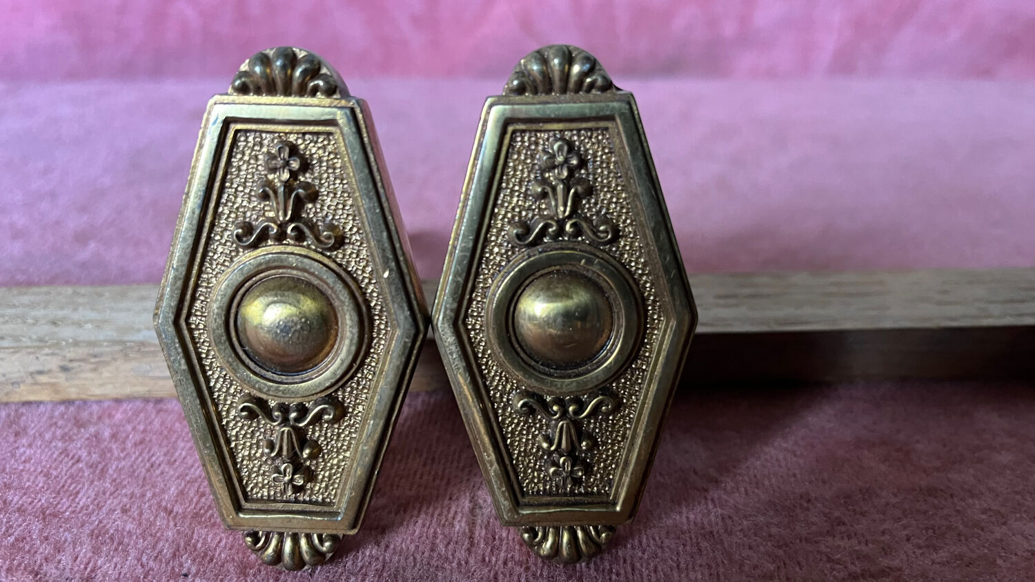 Pair of antique bronze handles