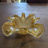 Cendrier vintage forme coquille verre doré