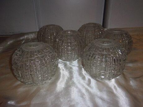 Lot de 6 globes en verre ciselé ancien