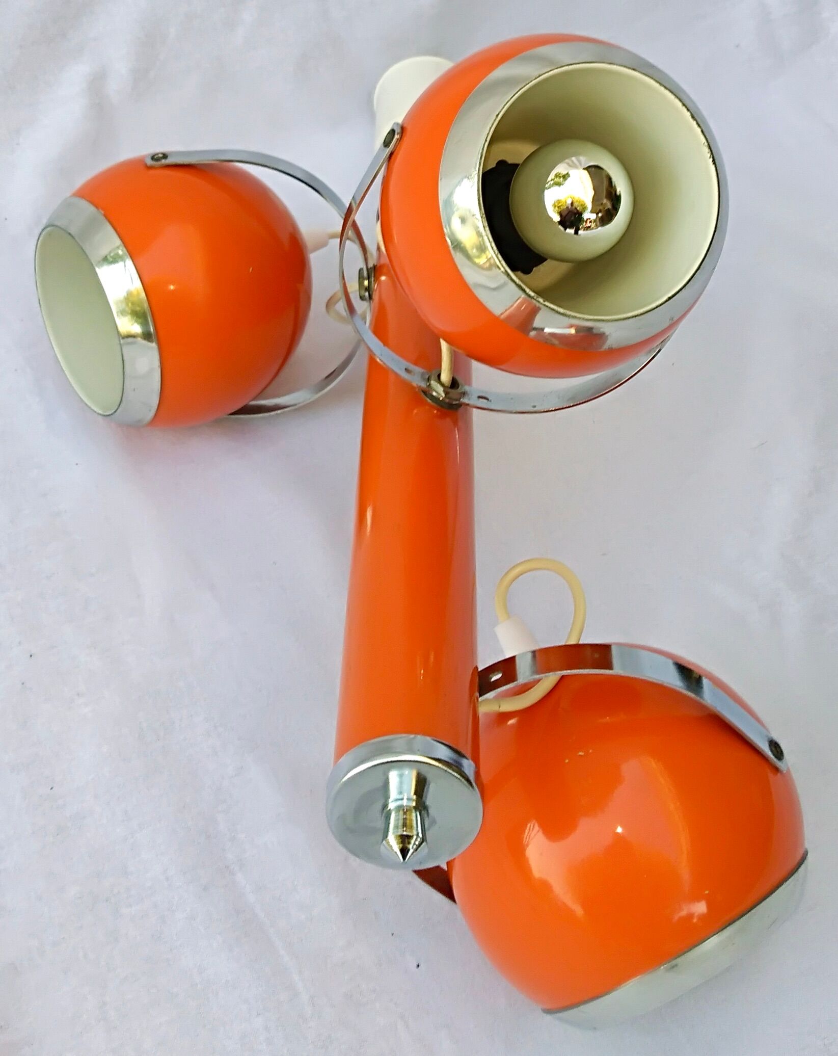 Chandelier with adjustable balls 70s model "eyeball" orange
