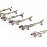 Vintage Knife Rests, Set of Six Silver Plated Dachshund Dogs, Italy, 20th-C