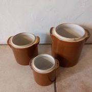 Lot 3 pots/saloirs en grès vernisse