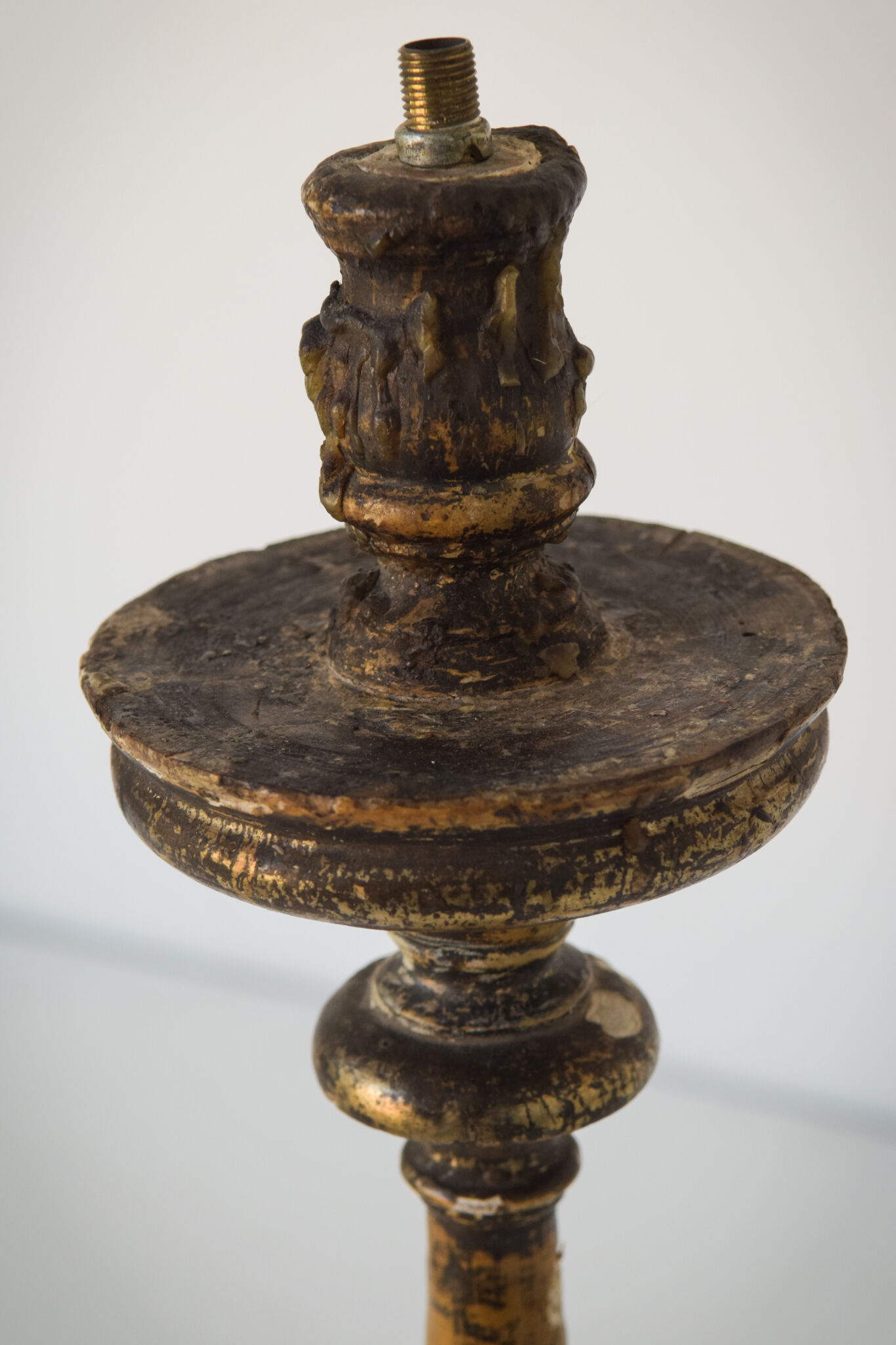 18th Century Gilded Wood Candlestick