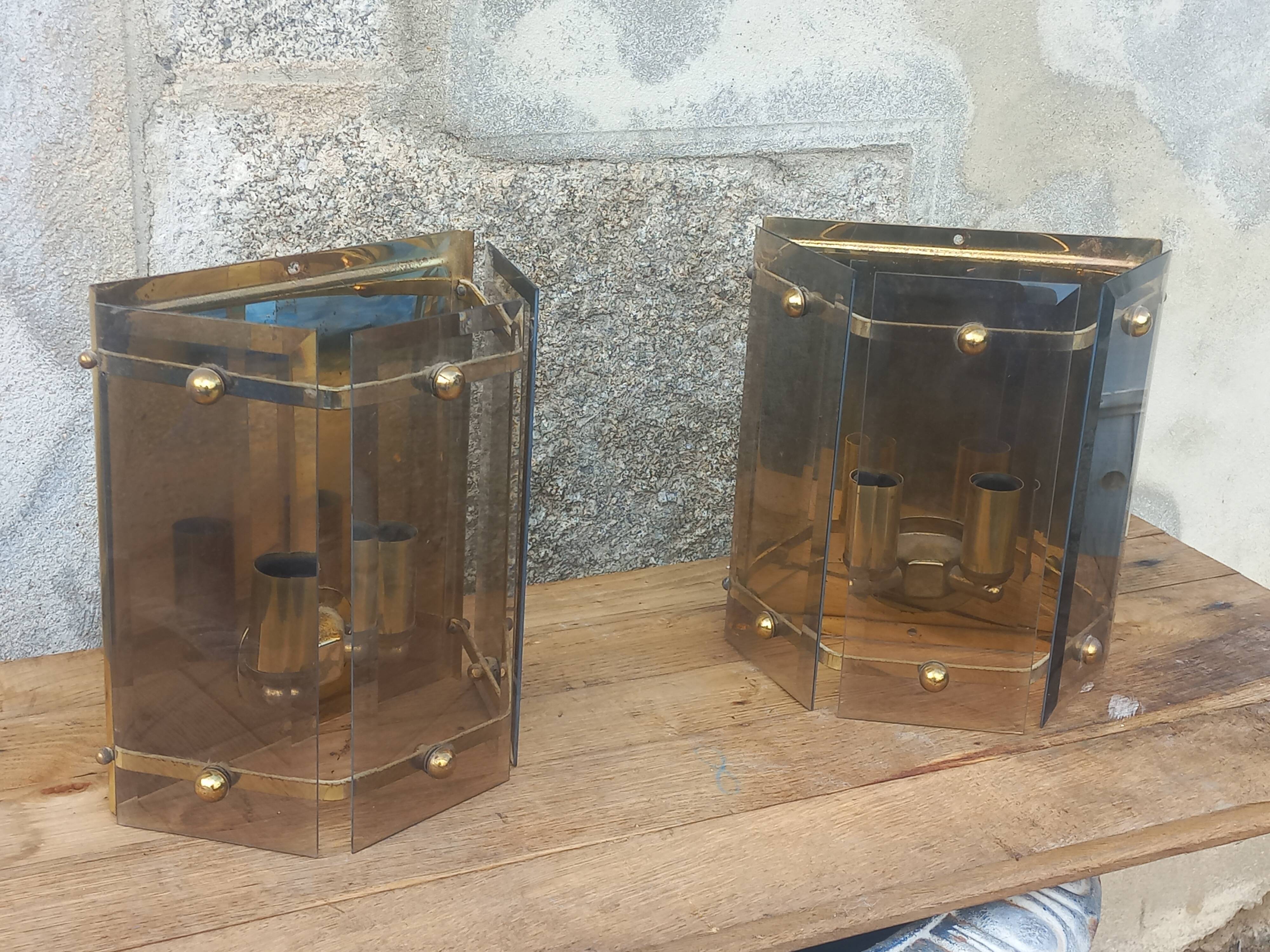 Pair of Pro Brennstelle designer wall lights from the 70s