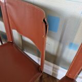 Red Leather Chairs Cidue Italy 1970