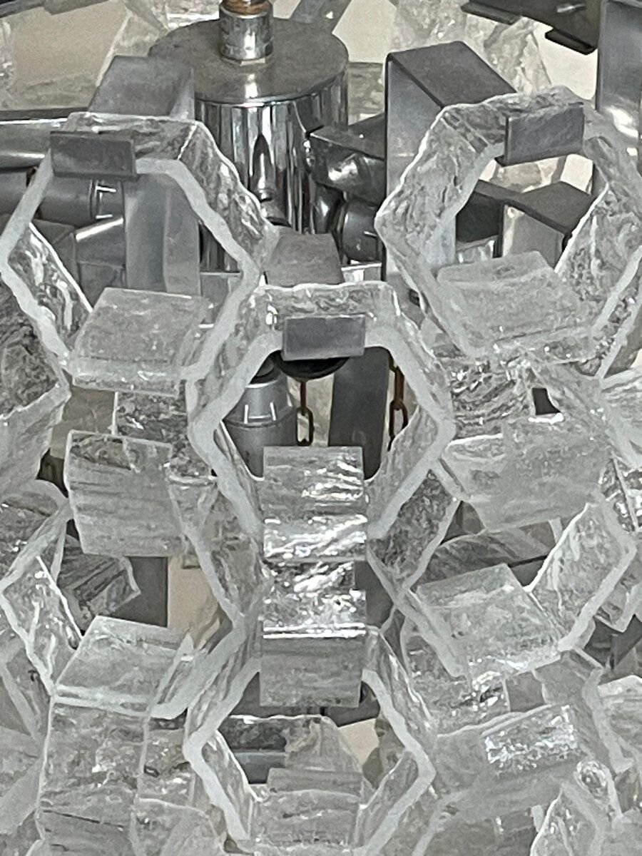 Hexagonal glass Cascade chandelier attributed to Av Mazzega, 1970s.