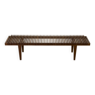 Mid Century Teak Flower Bench, 1960s
